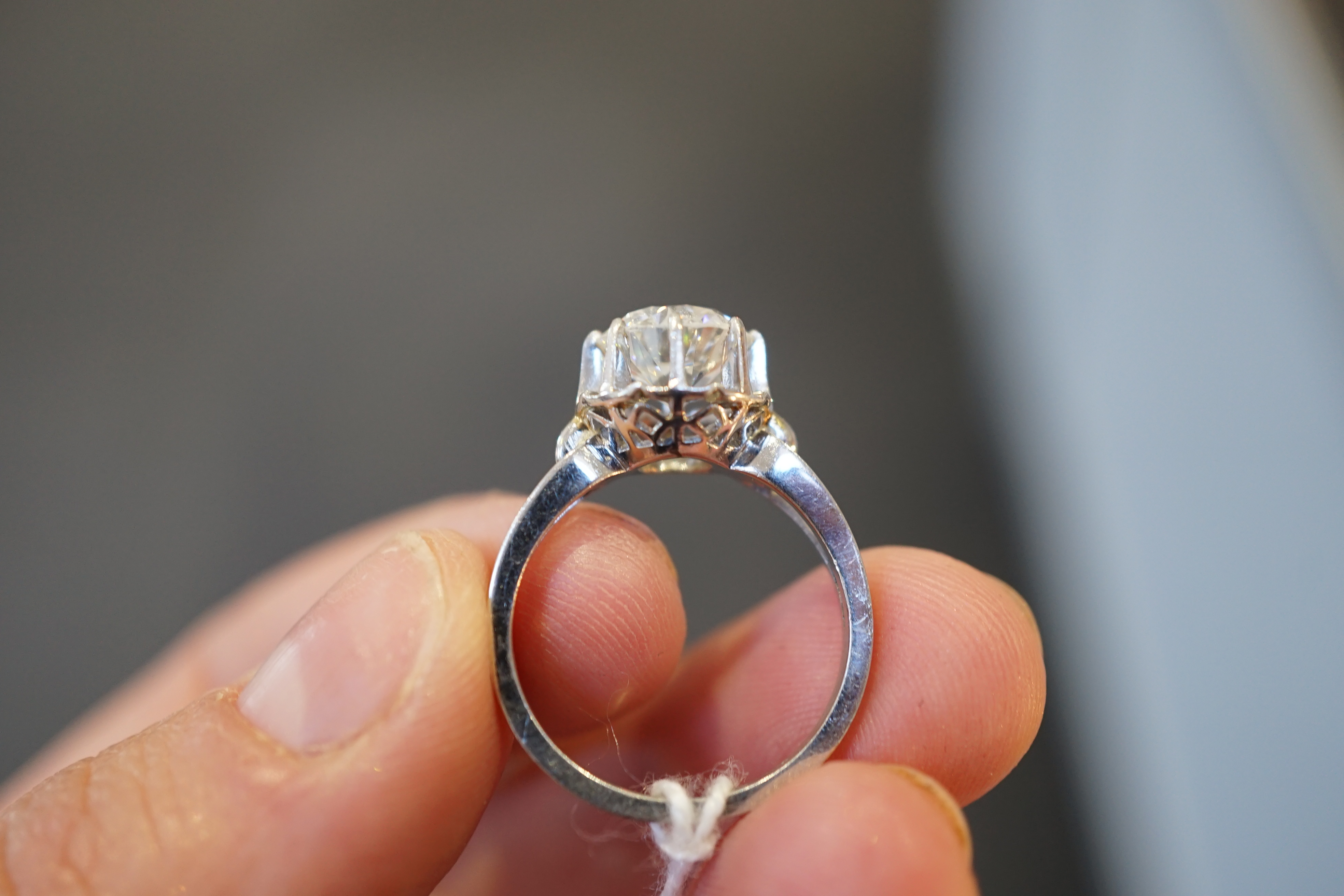 A platinum and solitaire diamond set ring